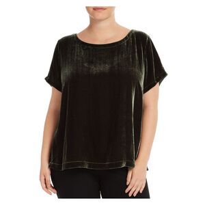 EILEEN FISHER Womens Green Short Sleeve Scoop Neck Top Plus 2X